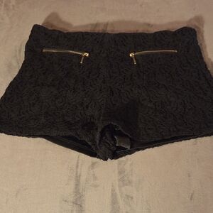 Charlotte Russe Black High Waist Shorts with Metallic Zippers